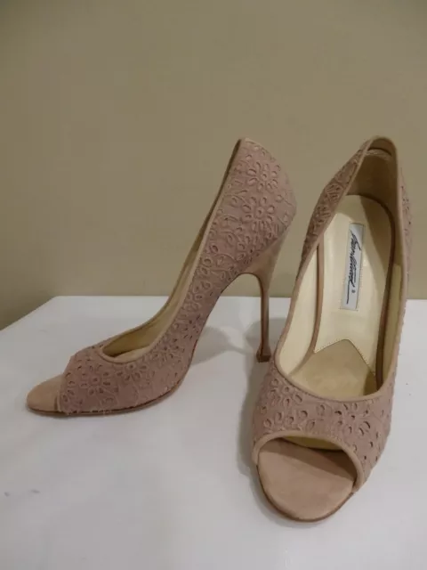 Brian Atwood Light Pink Suede/ Lace Heels Pumps. Sz 39/US 9. Made in Italy.