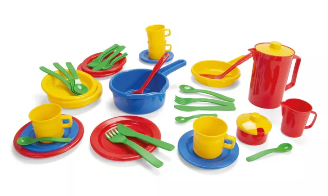 DANTOY 42-tlg. Spiel-Geschirr-Set Küchenspielset Kinder-Spielzeug Küche Besteck