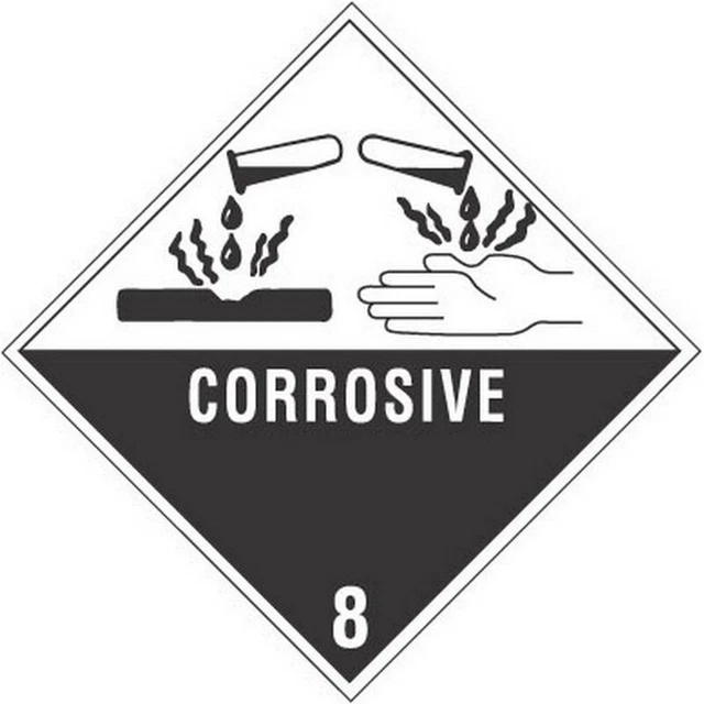 4" x 4" Corrosive D.O.T. Class 8 Hazard Labels (500 per Roll)
