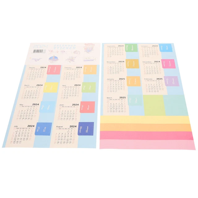 10 SETS STICKERS 2024 Full Year Calendar Index Label 4pcs/set Office £