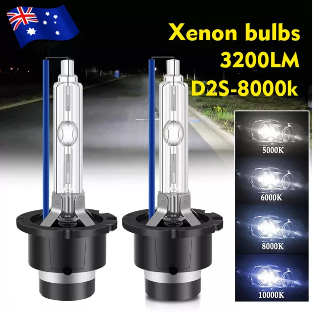 2X D2S 8000K HID Xenon Headlight Globe Bulb 35W Replace Blue Lamp  Low/High Beam