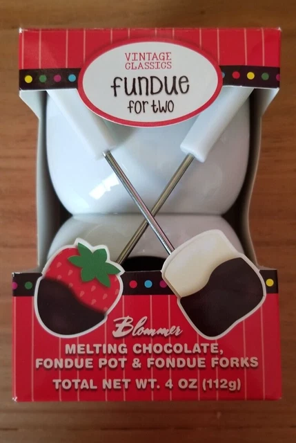 Mini olla de fondue vintage clásicos con 2 tenedores. Juego de chocolate Fundue para dos.