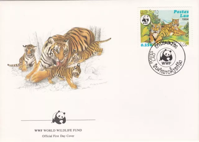 1984 Laos FDC cover WWF Tiger