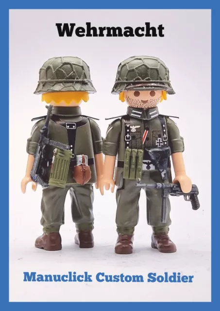 Playmobil 1 Soldado Custom Ww2 Ejercito Aleman Guerra Mundial Mp40 Soldier New