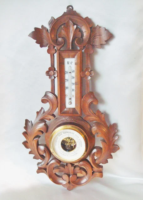 BAROMETRE ANCIEN EN BOIS d' ACAJOU SCULPTE ART DECO EUR 75,00 - PicClick FR