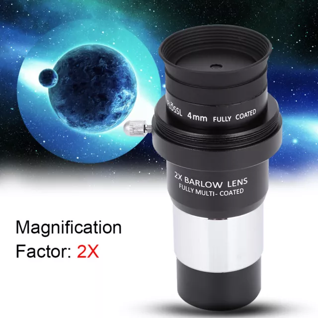 1.25' Plossl Telescope Eyepiece Set 4/10/25mm + 2X Barlow Lens Kit for Astronomy