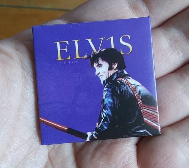 Vintage ~ ELV1S ~ Elvis Presley ~ Album PROMO Square Pin Pinback Button Badge