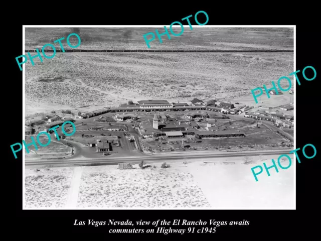 OLD LARGE HISTORIC PHOTO LAS VEGAS NEVADA AERIAL VIEW OF THE EL RANCHO c1945