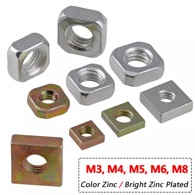 M3 M4 M5 M6 M8 Metric Square Nuts Square Thin Type Nuts GB/T39 Zinc Plated Steel