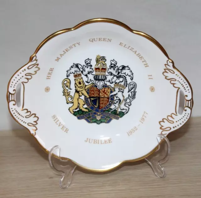 1977 Royal Souvenir Dish Queen Elizabeth Ii Silver Jubilee 1952-77 Coalport