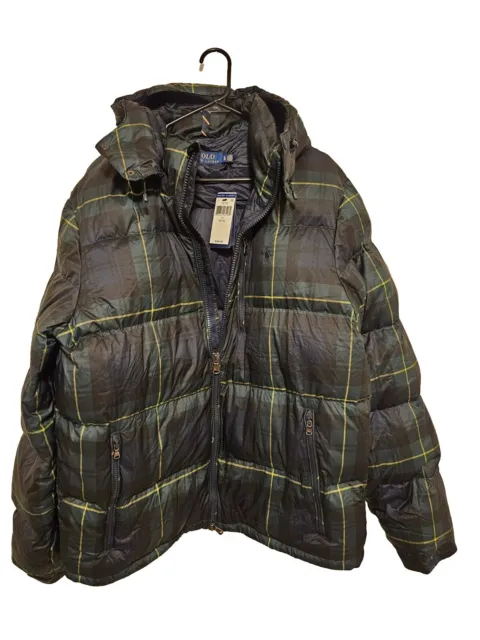 $348 NWT POLO RALPH LAUREN Men's Gorham Hooded Down Puffer Jacket Tartan XL NWT