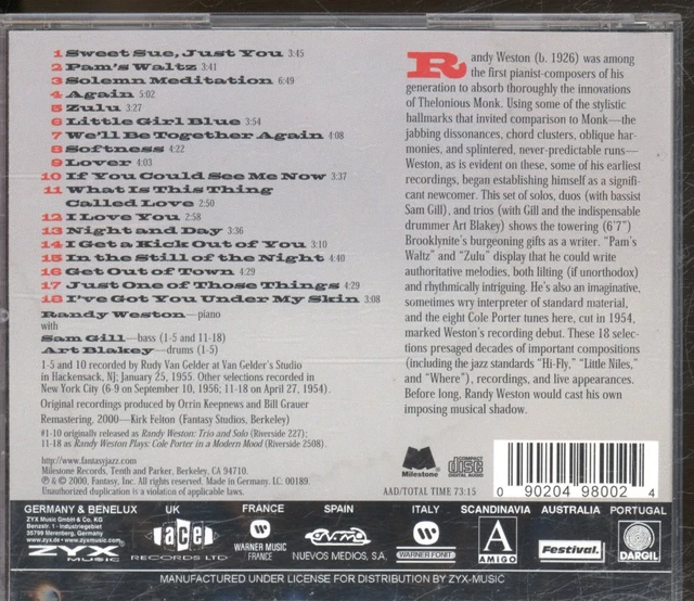RANDY WESTON AVEC Art Blakey, Sam Gill Solo, Duo & Trio CD Europe ...