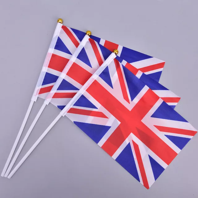 10PCS  Hand Held Wave Union Jack Flag Party Celebration Britain UK Banner + P-DC