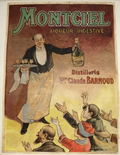 Ancienne affiche publicitaire liqueur Montciel BARNOUD ROLLET Lons-le-Saunier 39