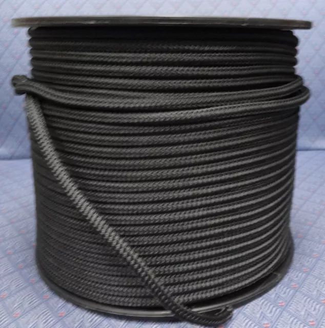 10MM X 100Mtr DOUBLE BRAID POLYESTER YACHT ROPE - SOLID BLACK