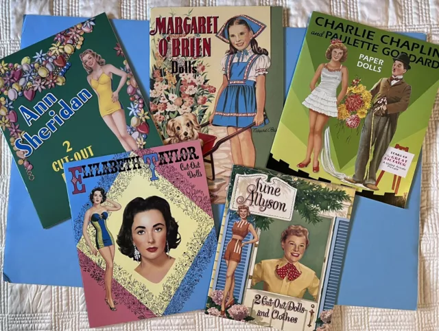 Lot B:  5 Vintage Reproduction Movie Star Paper Dolls UNCUT