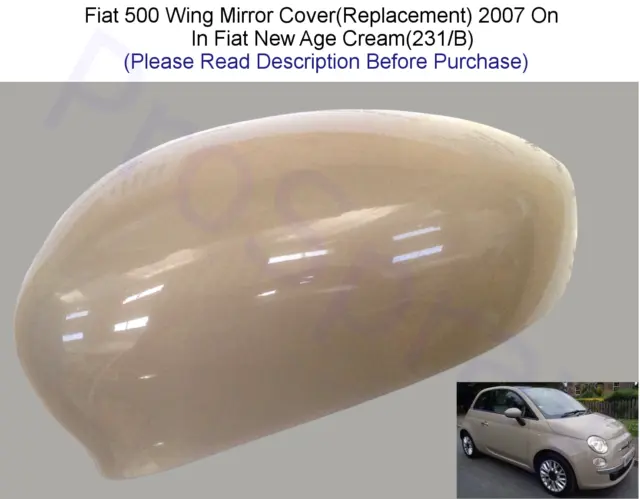 Door Wing Mirror Cover Painted For Fiat 500 2007-2020 Bianco White