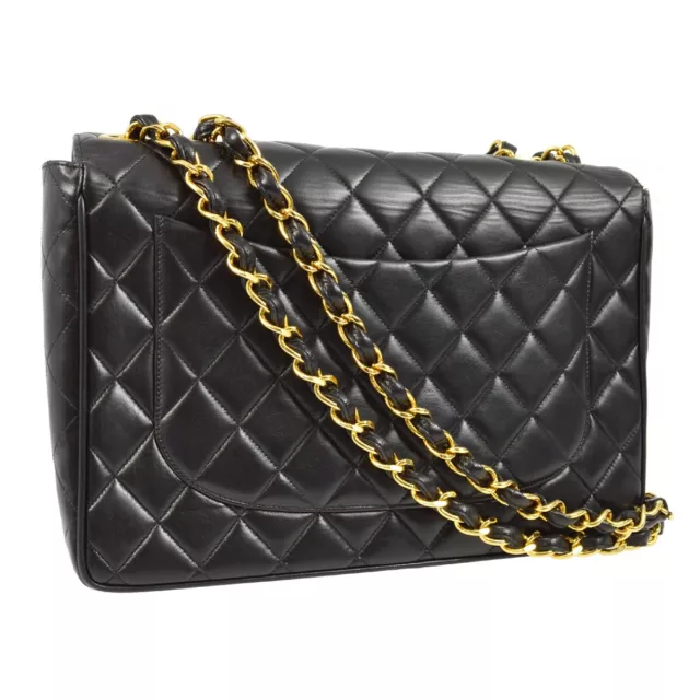 Chanel Black Lambskin Jumbo Classic Flap Bag 123086 2
