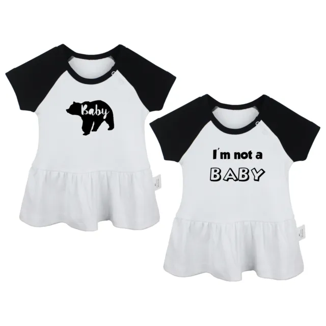 Confezione da 2 abiti da principessa neonata orso & I'm Not a Baby stampa divertente neonata