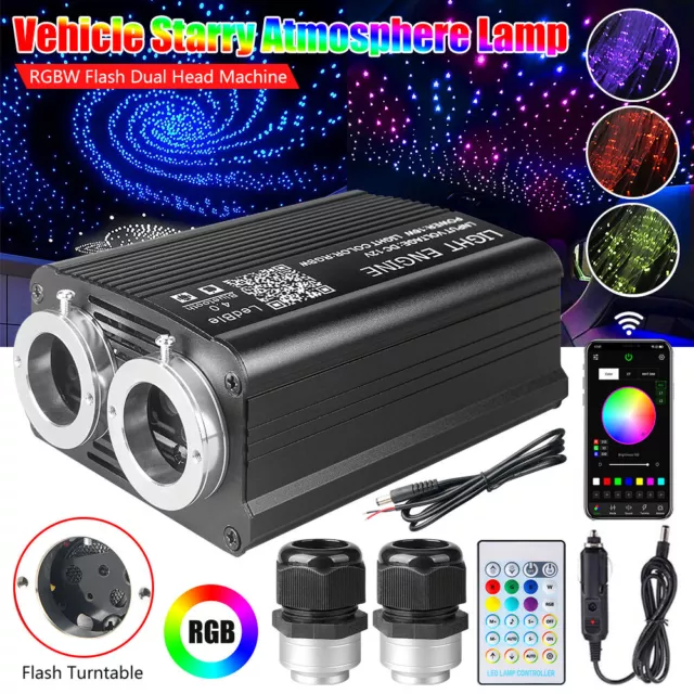 1000 Auto RGBW LED Sternenhimmel Lichtfaser Glasfaser Twinkle Lichteffekte APP