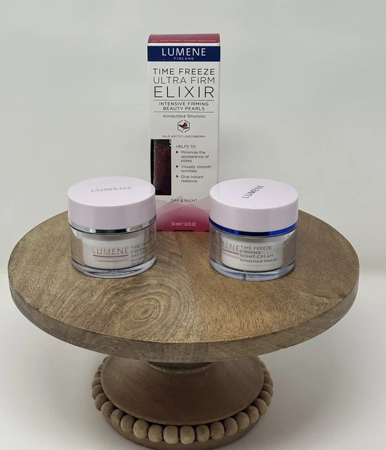 Lumene Time Freeze Skin Care Anti-Aging Set; Day & Night Cream Plus Elixir