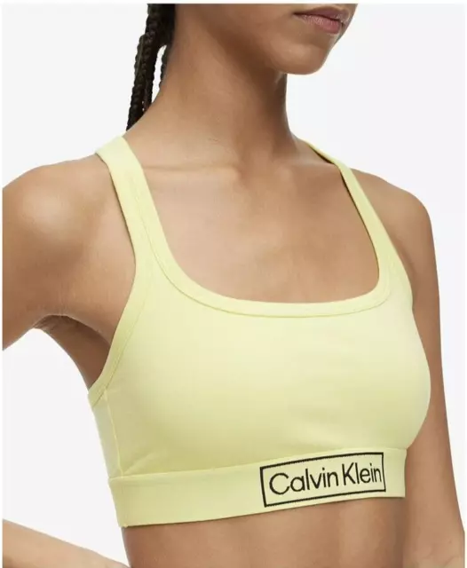 Calvin Klein Reimagined Heritage Cyber Green Unlined Bralette Bra Small NWT