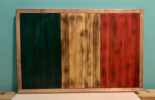 Rustic Wood Framed Italian Flag 15.5 x 24