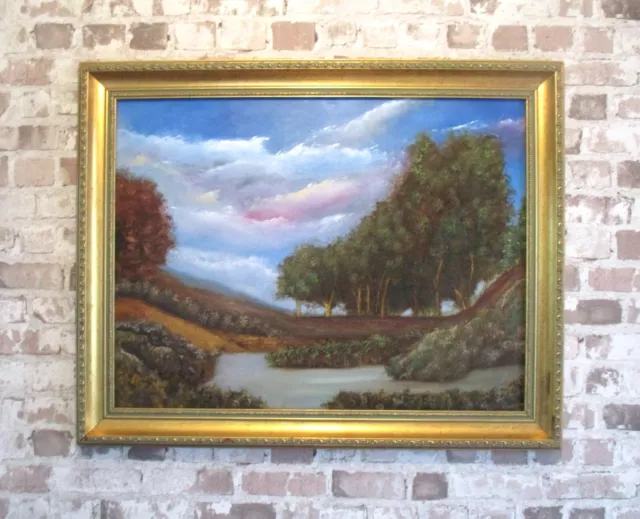 original framed Tonalist woodland landscape oil painting by Jeff winterflood