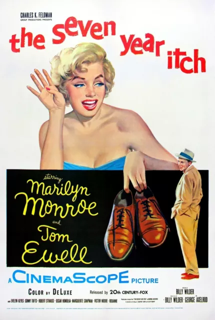 VINTAGE DIE SIEBEN JAHRE ITCH FILM MARILYN MONROE Druck Poster Wandbild A4 +