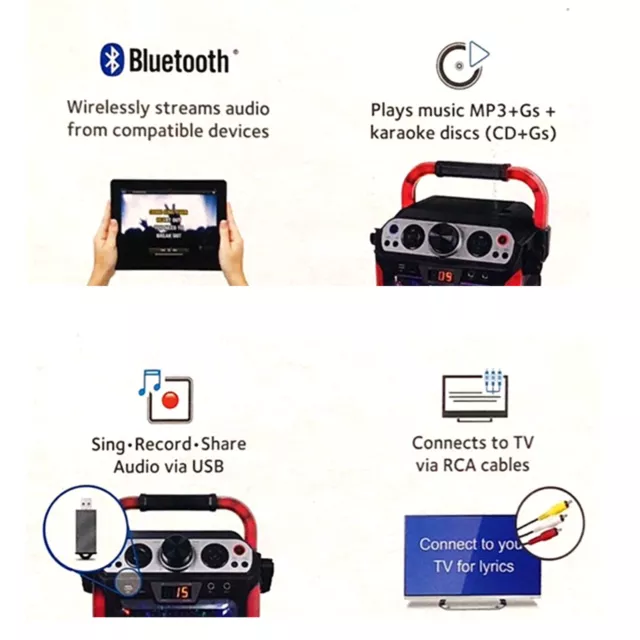 Rfb Singing Machine Groove Cube Karaoke System & Mic Bluetooth Cd+G Sml682 3
