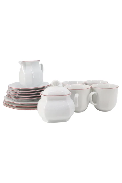 Servicio de desayuno INGRES BLANCO blanco forma baño marienba borde rojo