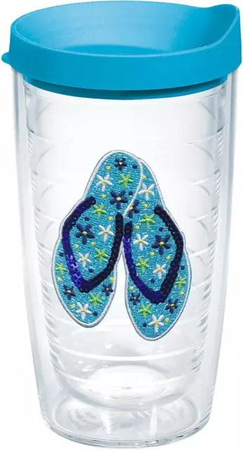 Sequins Flip Flops Made in USA Double Walled Insulated Tumbler Cup Keeps Drinks