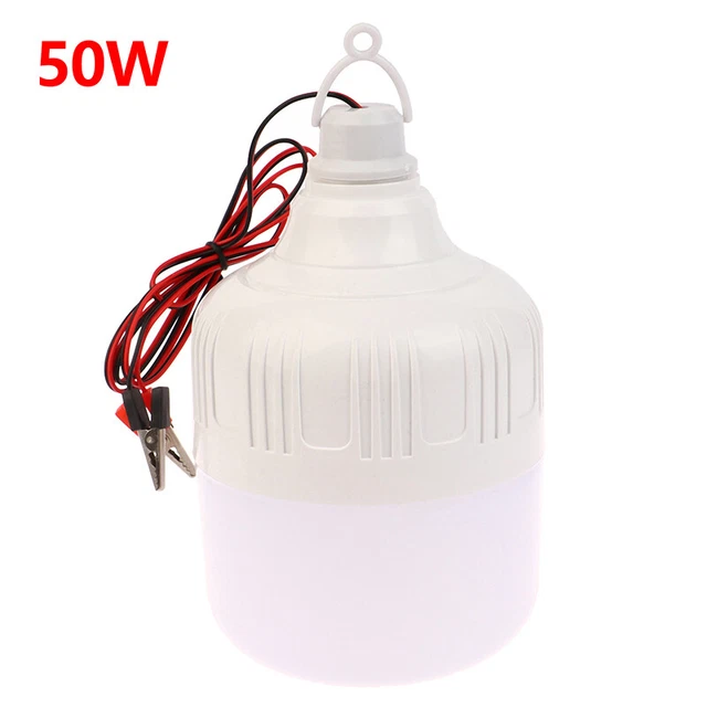 50W 12V Portable Clamp Lamp Emergency Lights Rechargeable LED Lantern Bulb J2