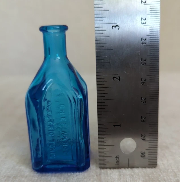 Chief Wahoo Electric Tonic Cathedral Brand 3" Wheaton Cobalt Blue Glass Bottle