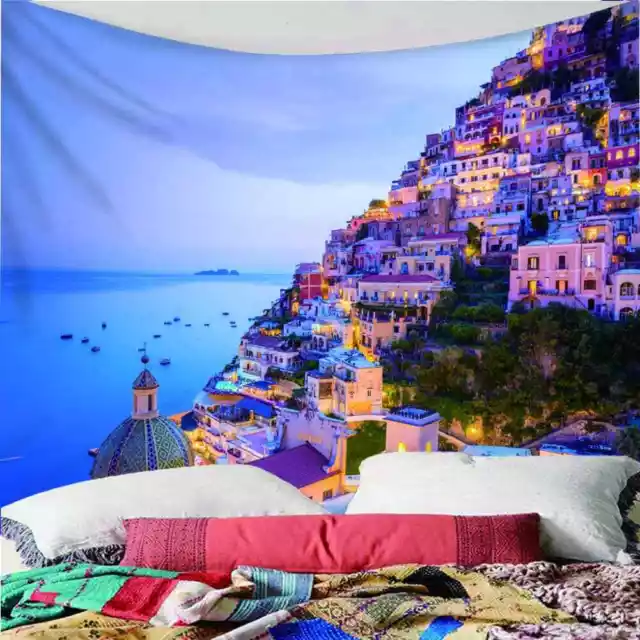 Beautiful Castle Of Sea 3D Wall Hang Cloth Tapestry Fabric Decorations Decor