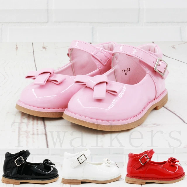 Kids Girls Infants Babys Children Bow Spanish Wedding Party Patent Toddler Shoes