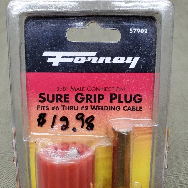 Forney Sure Grip 3/8" Male Plug Fits No 6 Thru No 2 Welding Cable Part No 57902