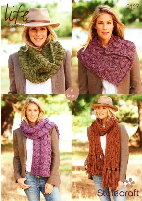 Super Chunky Knitting Pattern Neck Cuff  Cowl Scarf Stylecraft 9127