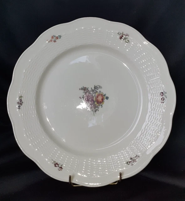 Grand Saladier Rond Arcopal 29cm - Décor Rose/rouge, Motif Floral Et Bord Tressé - État Neuf