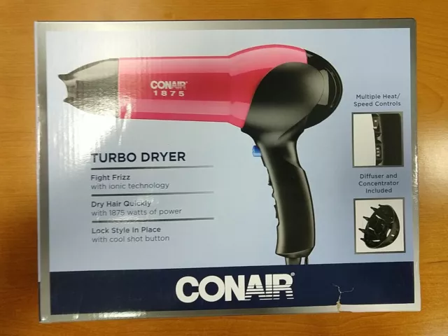 Conair 1875 Watt Turbo Dryer- Diffuser and Concentrator Included - Pink  - 5C