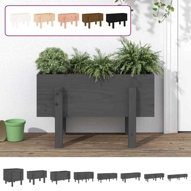 VidaXL Pflanzkübel Mit Rankgitter & Rollen - Grau Aus Massivholz Tanne