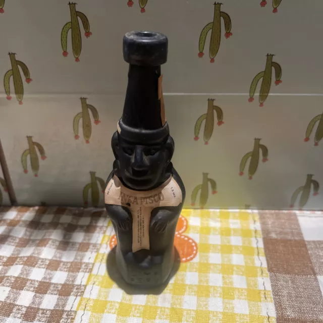 Vintage Black Inca Pisco Liquor Bottles with caps and label filled