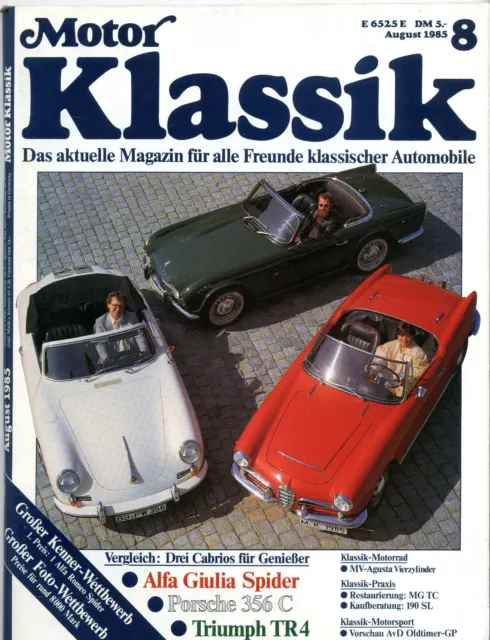Motor Klassik 8/1985 (Aug. 1985). Sehr guter Zustand, ungelesen!