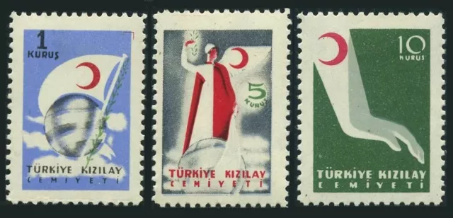 Turquie RA 164-166, MMNH.Mi RH 182-184. Timbres fiscaux postaux 1954. Drapeau, infirmière ailée,