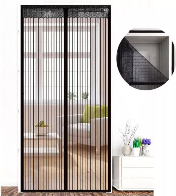 Magnetic Fly Insect Door Net Screen Door Bug Mosquito Deworming Mesh Black