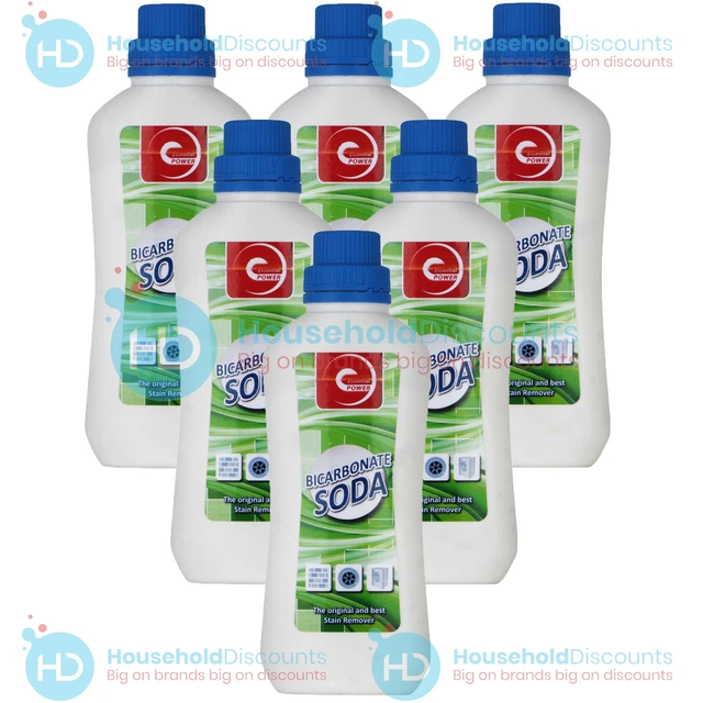 6 X ESSENTIAL Power Bicarbonate Soda Stain Remover Carpets Bins Drains