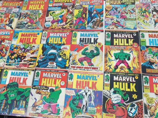 Vintage Mighty World Of Marvel Comics Incredible Hulk Spiderman The Avengers lot