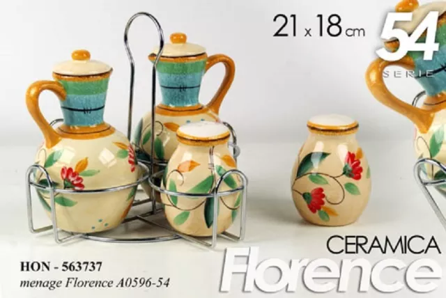 SET 5 PEZZI Menage Ceramica Florence Olio/Aceto/Sale/Pepe 21*18 Cm  Hon-563737 EUR 26,90 - PicClick IT