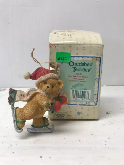 ~Cherished Teddies~Bear With Ice Skates~1995 Dated Hanging Ornament~141232~NIB~