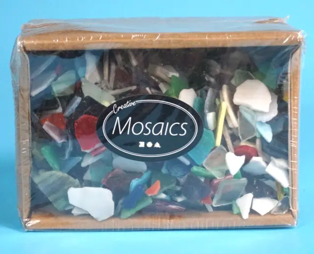 2kg BOX OF MOSAIC GLASS / POLISHED PIECES ~ MULTICOLOURED - ASSORTED SIZES ~ NEW